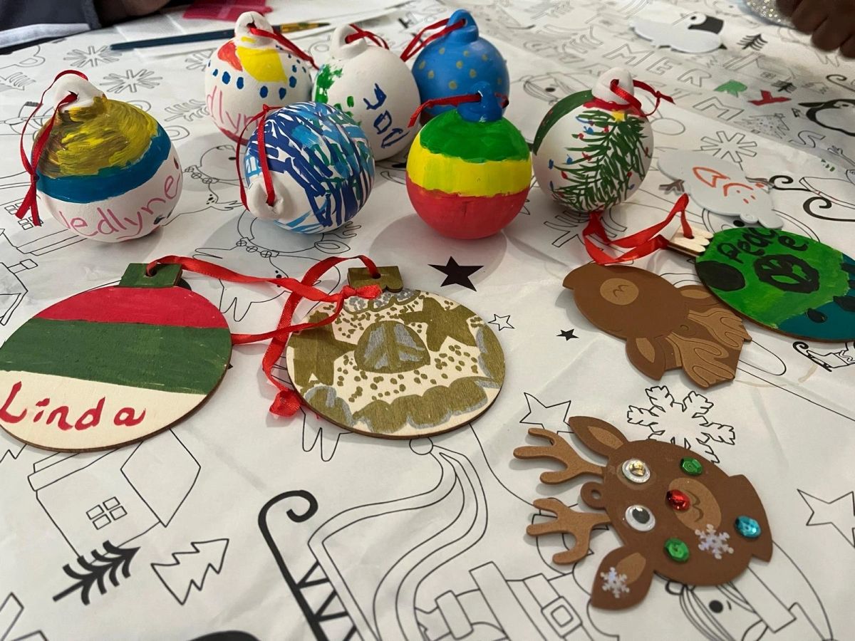 Hand-painted ornaments made by residents.